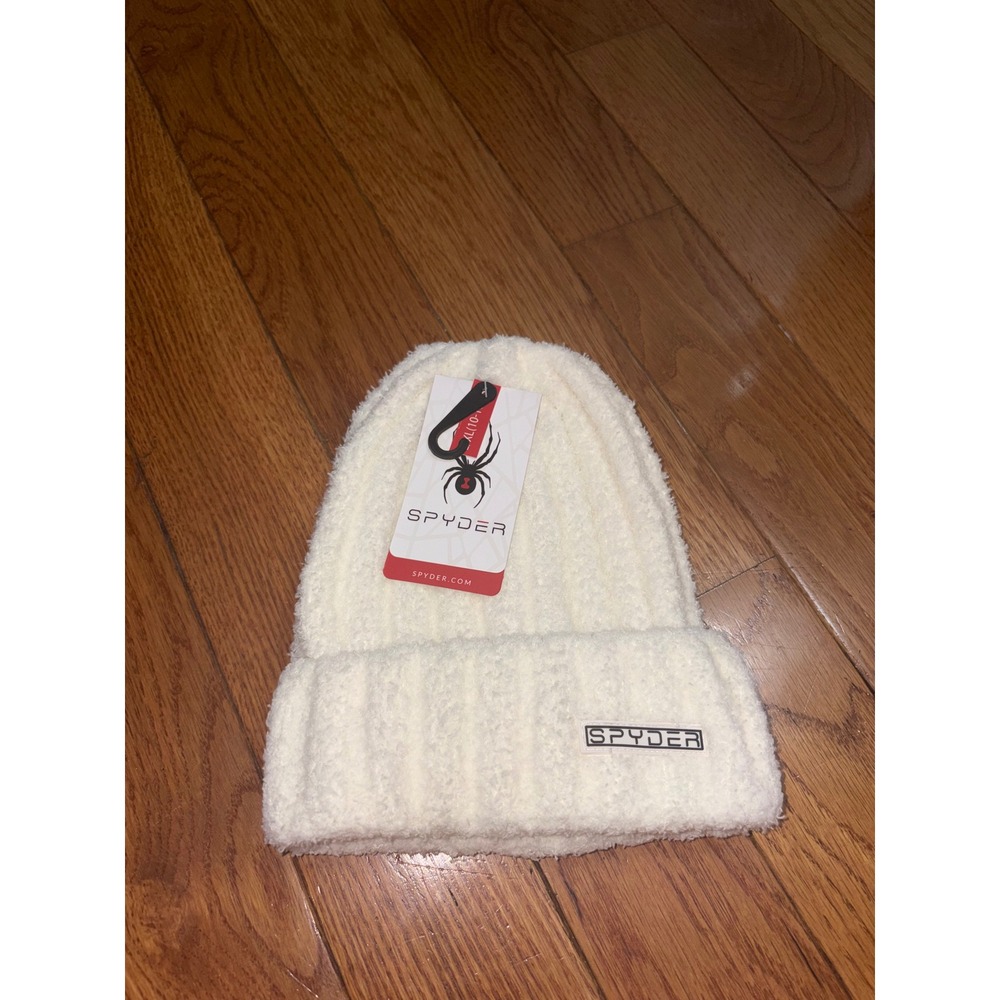 New‎ Spyder Kids Off White Fuzzy Popcorn Knit Cuffed Beanie Hat L/XL 10-16  NWT